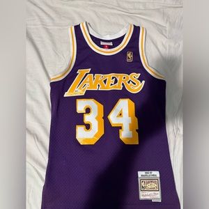 Lakers shaq swingman jersey used mitchell and ness